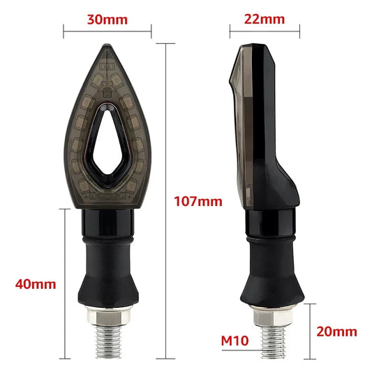 Universal 12V LED Blade Turn Signals – Amber SMD Indicators, 10mm Stem, Pair