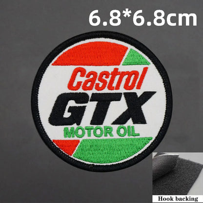 Motor Oil Embroidered Patch — Sew-On or Hook Backing
