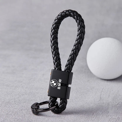 Braided Leather Rope Keychain – Premium Zinc Alloy Car Key Ring
