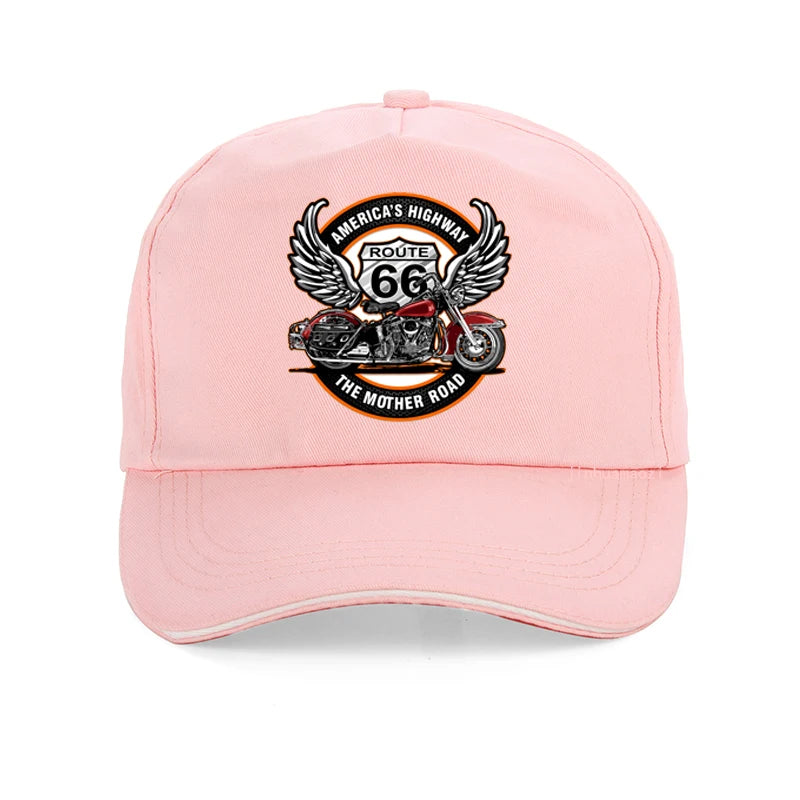 Route 66 Motorcycle Snapback Cap – Unisex Adjustable Baseball Hat
