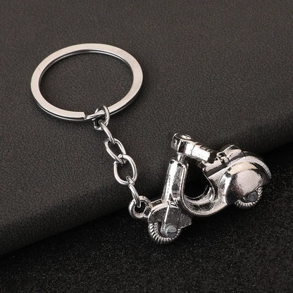 Mini Scooter Keychain – Vintage 3D Metal Moped Key Ring