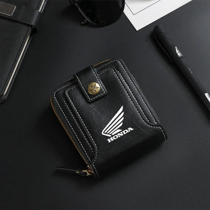 Motorcycle Logo Leather Wallet – Card, License & Money Purse for Riders