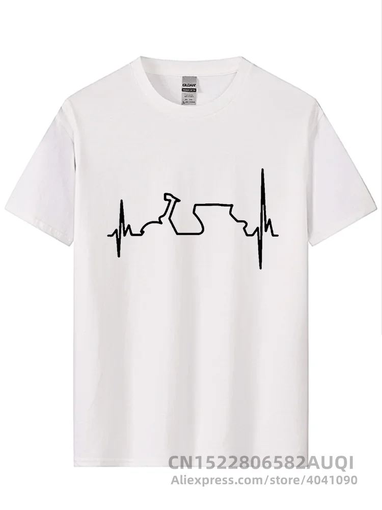 Women's Funny Motorcycle Heartbeat Graphic T-Shirt XS–XXXL