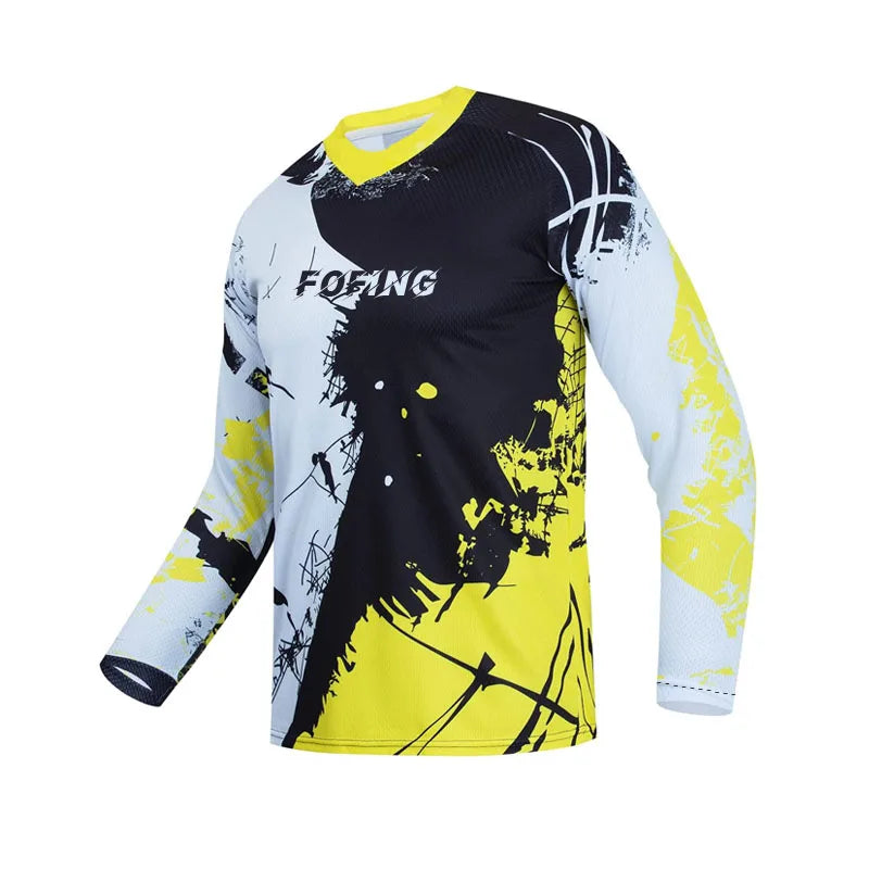 Maglia da motocross traspirante ad asciugatura rapida, maniche lunghe, unisex, da fuoristrada MX e ciclismo da gara