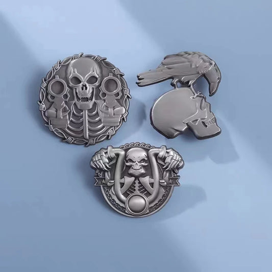 Skull Motorcycle Enamel Pin – Retro Gothic Lapel Badge