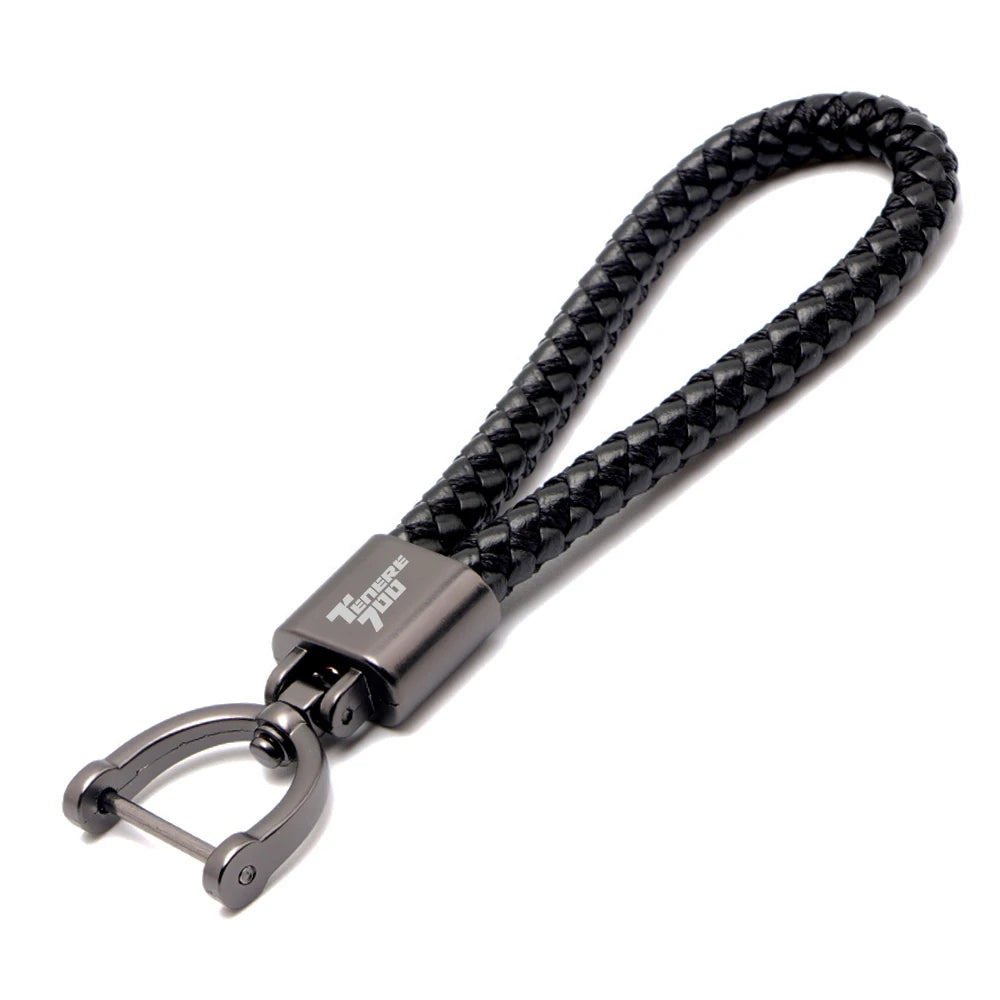 Custom Logo Motorcycle Keychain – Zinc Alloy with Braided Rope Key Ring