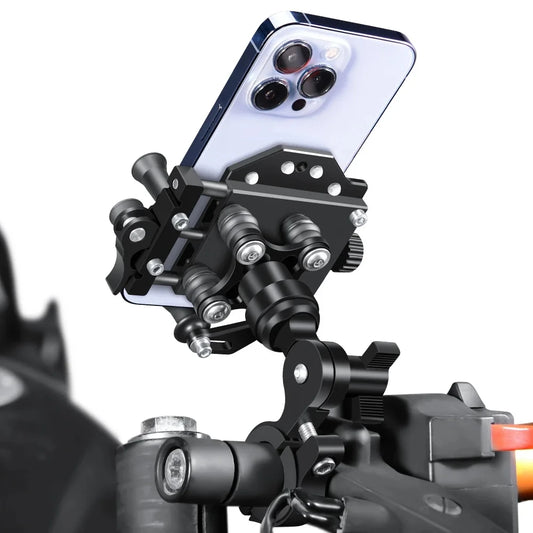 Metal Alloy Motorcycle Phone Holder with Shock Absorber – Navigation Bracket