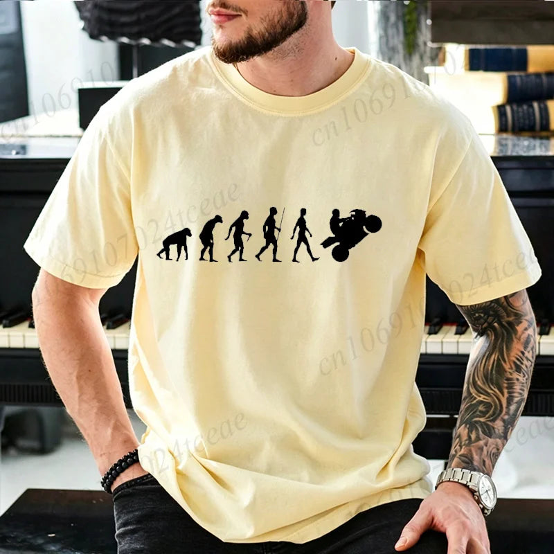 Motocross Graphic T-Shirt – Human Evolution Dirt Bike Rider, 11 Designs