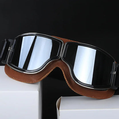 Retro Leather Motorcycle Goggles – Vintage Windproof Riding Glasses