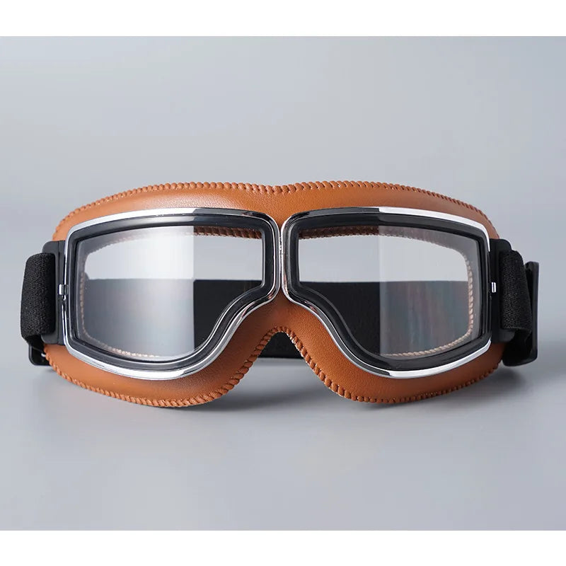 Retro Leather Motorcycle Goggles – Vintage Windproof Riding Glasses