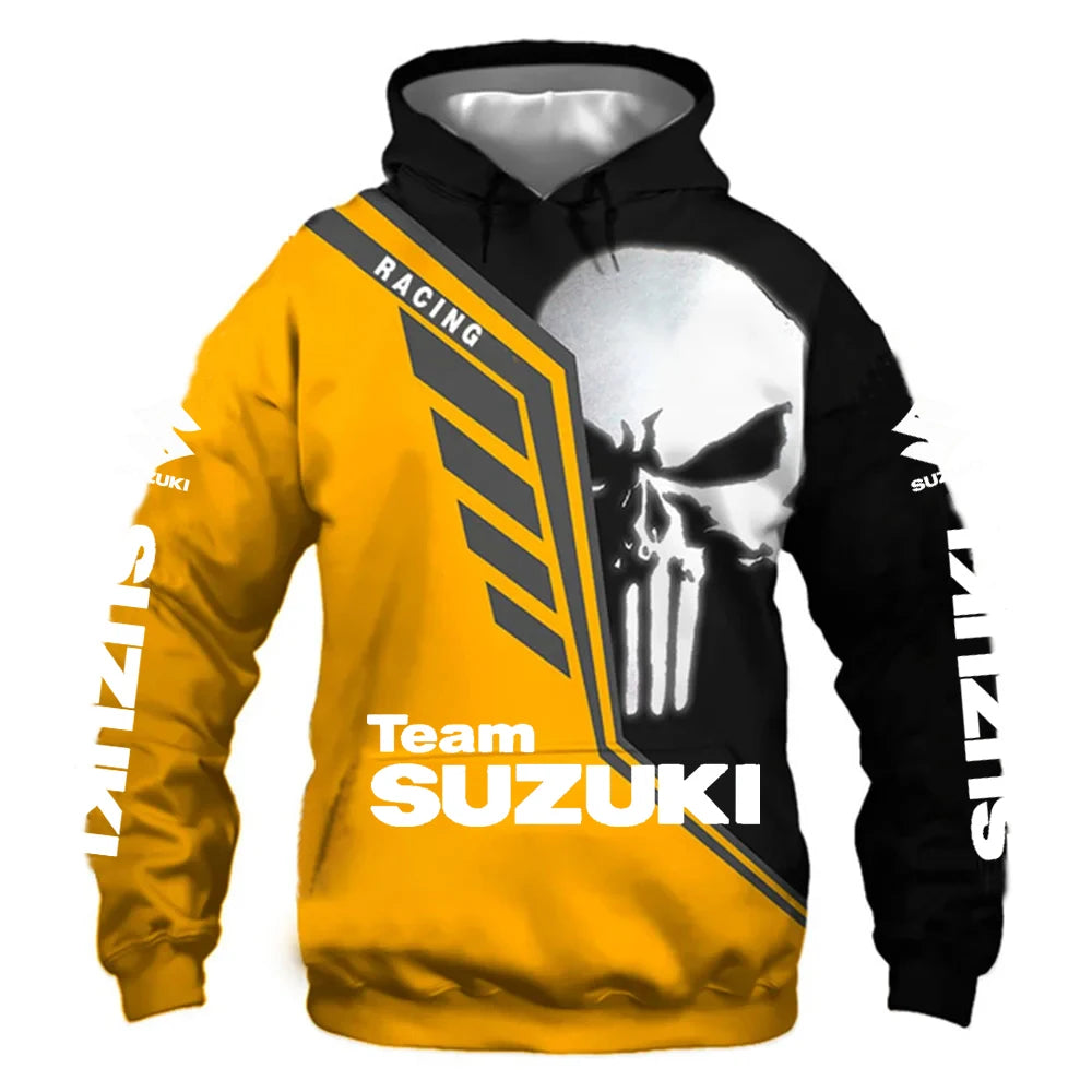 Men's Motorcycle 3D Graphic Hoodie | Skull Rider Pullover Sweatshirt
