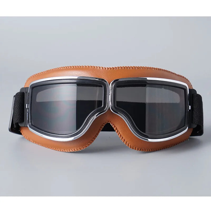 Retro Leather Motorcycle Goggles – Vintage Windproof Riding Glasses