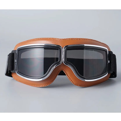 Retro Leather Motorcycle Goggles – Vintage Windproof Riding Glasses