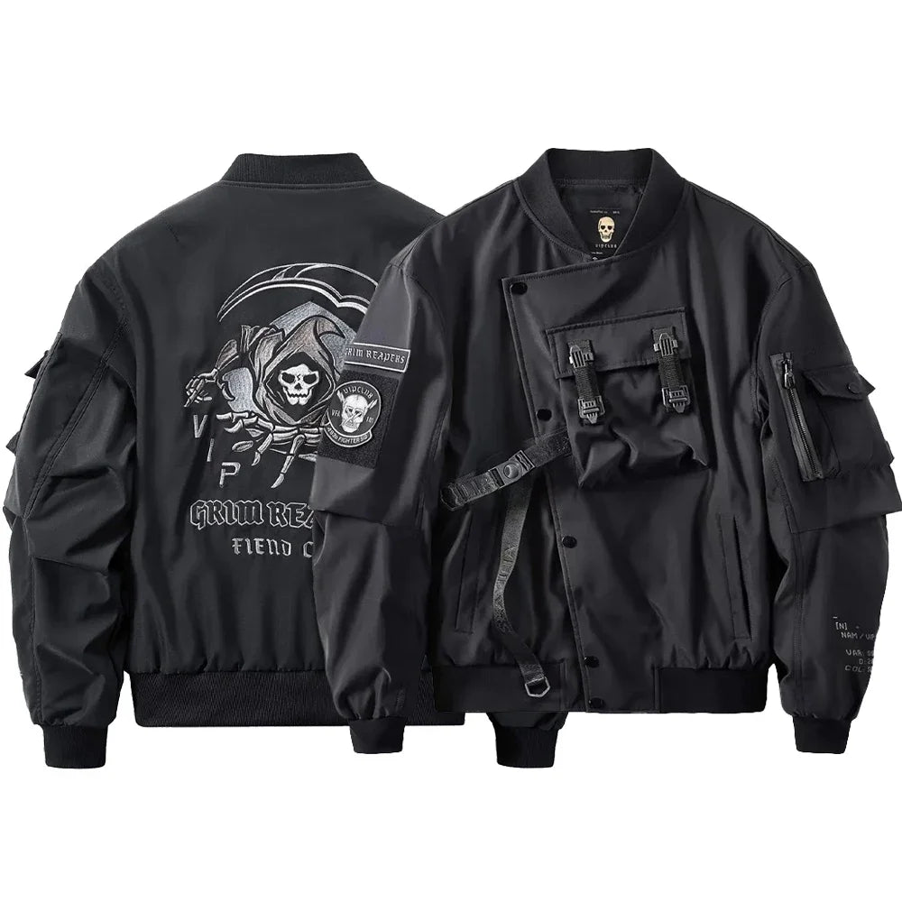 Skull Tactical Bomber Jacket – Men's Streetwear Workwear