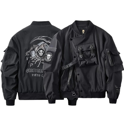 Skull Tactical Bomber Jacket – Men's Streetwear Workwear