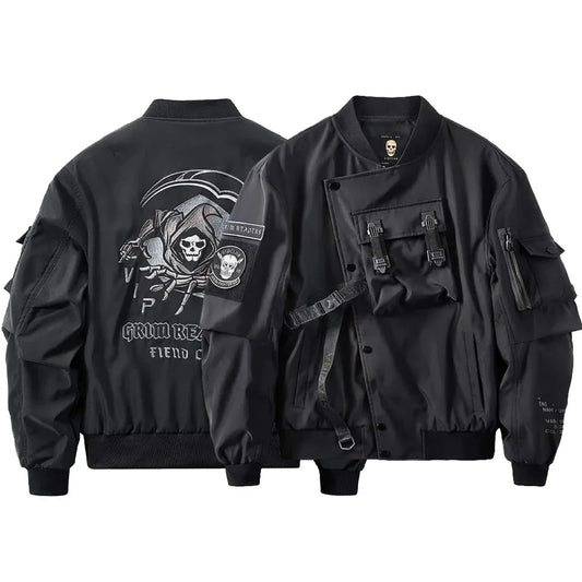 Skull Tactical Bomber Jacket – Men's Streetwear Workwear