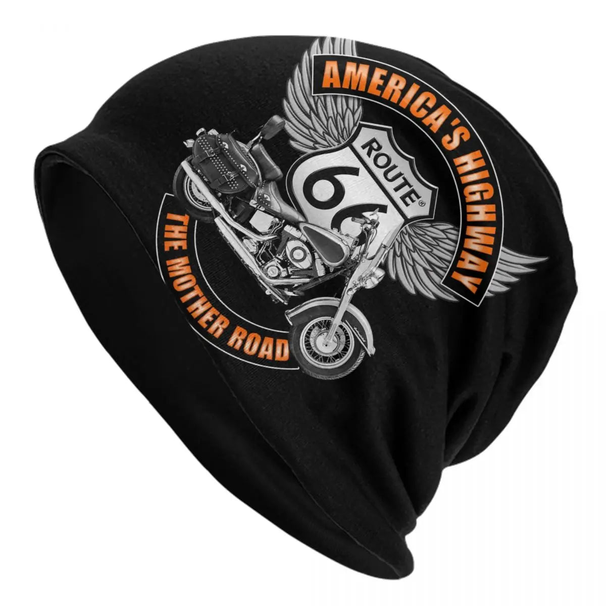 Route 66 Motorcycle Beanie Hat – Knitted Skull Cap for Riders