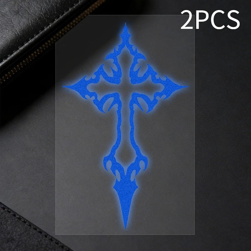 Tribal Cross Vinyl Decal Set – Waterproof Bike Stickers Holographic & Solid