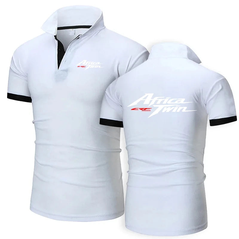 Men's Motorcycle Graphic Short Sleeve Polo Shirt