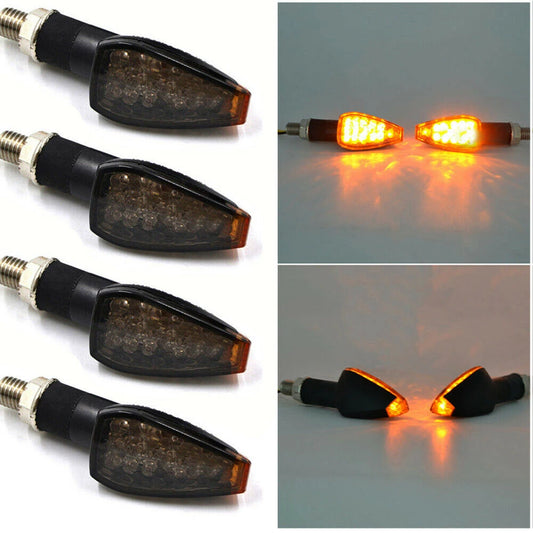 Universal Flexible LED Motorcycle Turn Signal – Amber 12V Blinker Set (4PCS)