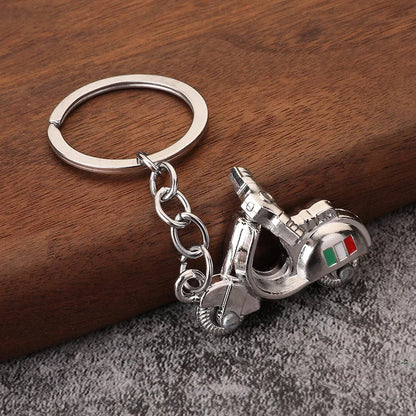 Mini Scooter Keychain – Vintage 3D Metal Moped Key Ring