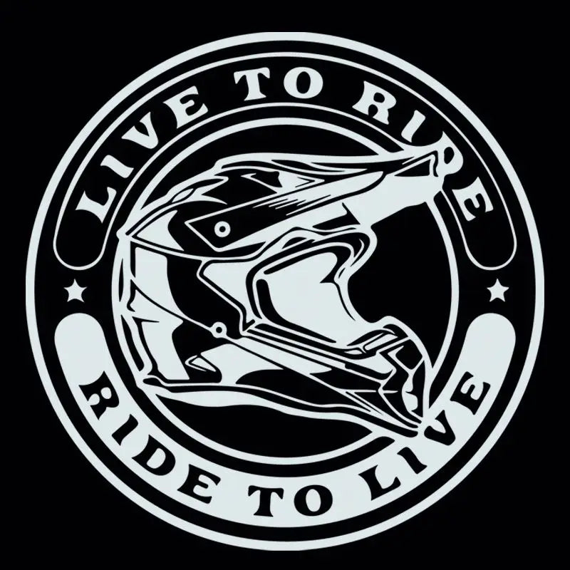 Live to Ride Motorcycle Vinyl Decal Sticker – 14.2 cm Round | 15 Finishes
