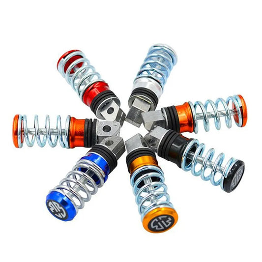 Pedaleiras de mola para motocicleta em alumínio – Par universal de apoios para os pés de 8 mm