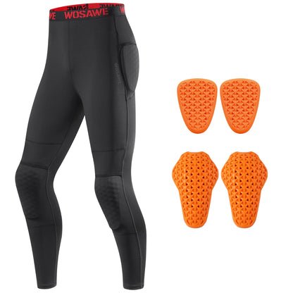 Moto Base Layer Compression Pants with Removable Knee & Hip Pads