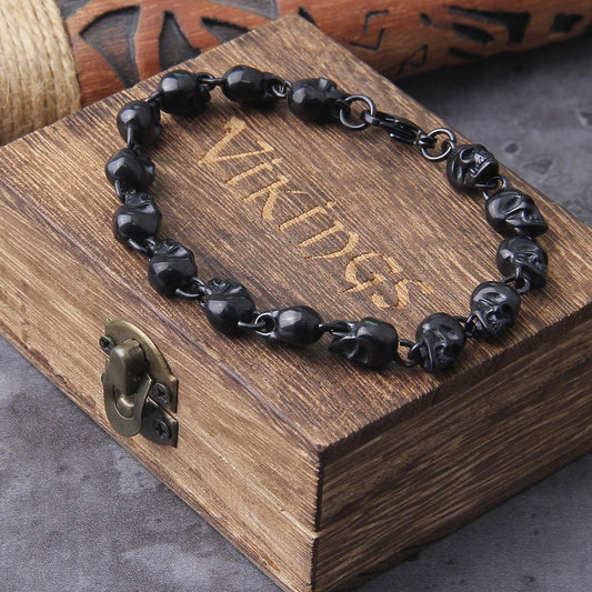 Vintage Skull Link Bracelet for Men – 316L Stainless Steel Punk