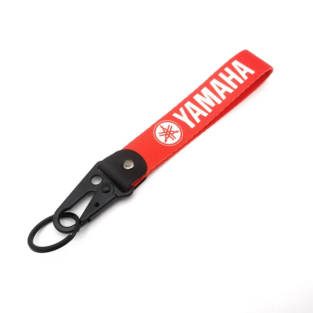 Motorcycle Leather Lanyard Keychain – Metal Carabiner Moto Key Strap