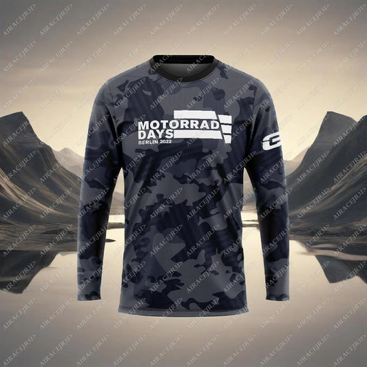 Motorcycle Long Sleeve Riding T-Shirt – Quick Dry, Breathable, Anti-UV – Men’s Grey Jersey