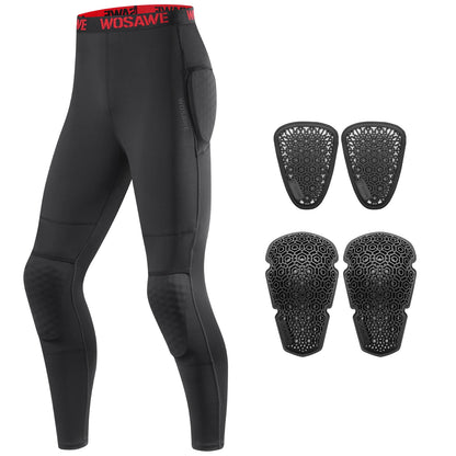 Moto Base Layer Compression Pants with Removable Knee & Hip Pads